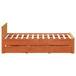 Vidaxl Bed Frame Without Mattress With Headboard Wax Brown 140X200 Cm Solid Wood Pine - thumbnail 5