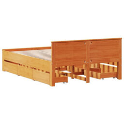 Vidaxl Bed Frame Without Mattress With Headboard Wax Brown 140X200 Cm Solid Wood Pine - thumbnail 6