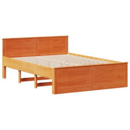 Vidaxl Bed Frame Without Mattress With Headboard Wax Brown 140X200 Cm Solid Wood Pine - thumbnail 7