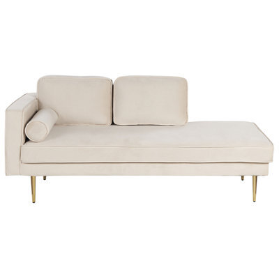 Beliani Left-Hand Chaise Longue Miramas Velvet Beige - image 1