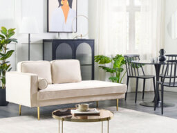 Beliani Left-Hand Chaise Longue Miramas Velvet Beige - thumbnail 2