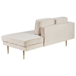 Beliani Left-Hand Chaise Longue Miramas Velvet Beige - thumbnail 6