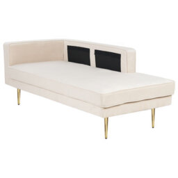 Beliani Left-Hand Chaise Longue Miramas Velvet Beige - thumbnail 5