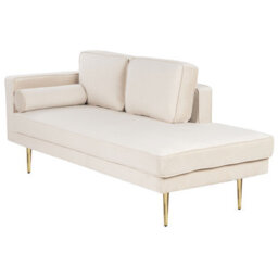 Beliani Left-Hand Chaise Longue Miramas Velvet Beige - thumbnail 4