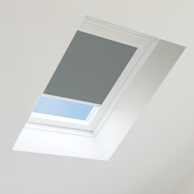 Bloc Blinds Dark Grey Blackout Blind For Velux Roof Window Size   P04, White Frames - image 1