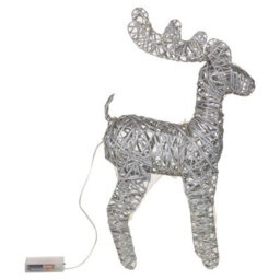 Urbn-Living Urbnliving 45Cm Led Light Up Reindeer Silver Plastic Rattan Wire Frame Christmas Home Decorations - thumbnail 5