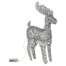 Urbn-Living Urbnliving 45Cm Led Light Up Reindeer Silver Plastic Rattan Wire Frame Christmas Home Decorations - thumbnail 6