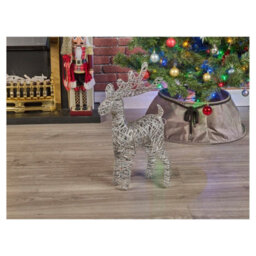 Urbn-Living Urbnliving 45Cm Led Light Up Reindeer Silver Plastic Rattan Wire Frame Christmas Home Decorations - thumbnail 2
