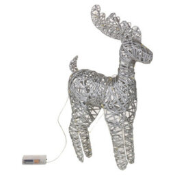 Urbn-Living Urbnliving 45Cm Led Light Up Reindeer Silver Plastic Rattan Wire Frame Christmas Home Decorations - thumbnail 3