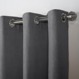 Luxury Living Velvet Chenille Eyelet Curtains Ready Made Pair Slate - thumbnail 8