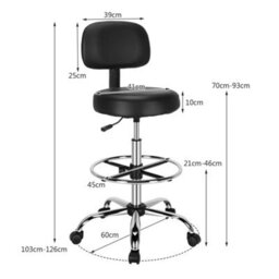 2 Pcs Faux Leather Upholstered Rolling Stool Ergonomic Drafting Chair - thumbnail 2