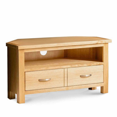 London Oak 90Cm Corner Tv Unit - Fully Assembled By Roseland Furniture - image 1