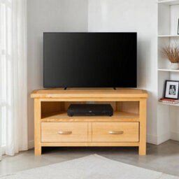London Oak 90Cm Corner Tv Unit - Fully Assembled By Roseland Furniture - thumbnail 2