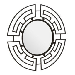 Orsina Black Round Wall Mirror, Geometric Metal Frame With Inky Black Finish, Traveller Fusion Statement Wall Décor - thumbnail 3