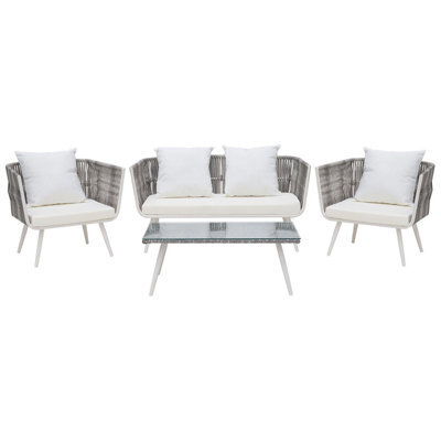 Beliani Garden Lounge Set With Table 4 Seater Ragusa Pe Rattan Off-White - image 1