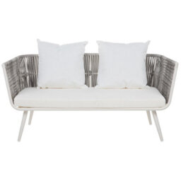 Beliani Garden Lounge Set With Table 4 Seater Ragusa Pe Rattan Off-White - thumbnail 4