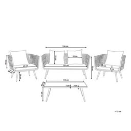 Beliani Garden Lounge Set With Table 4 Seater Ragusa Pe Rattan Off-White - thumbnail 3