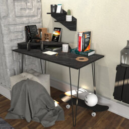 Decorotika Desalvo Study And Writing Desk Black Marble Effect And Black - thumbnail 2