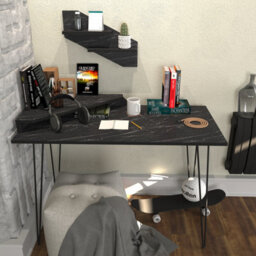Decorotika Desalvo Study And Writing Desk Black Marble Effect And Black