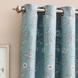 Wylder Sophia Jacquard Floral Room Darkening Eyelet Curtain Pair Blue (W)117Cm X (D)183Cm - thumbnail 2