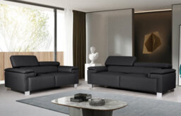 Genuine Leather Black 3 Seater Sofa - thumbnail 4