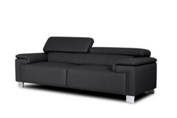 Genuine Leather Black 3 Seater Sofa - thumbnail 2