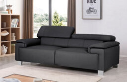 Genuine Leather Black 3 Seater Sofa - thumbnail 1