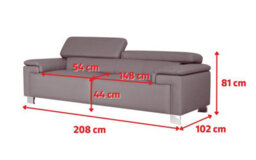 Genuine Leather Black 3 Seater Sofa - thumbnail 7