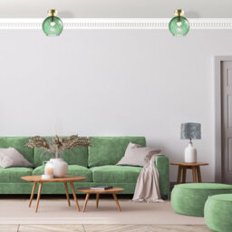 Happy Homewares Designer Chic Ceiling Light With Brushed Gold Base And Emerald Green Glass Shade - thumbnail 5