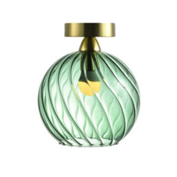 Happy Homewares Designer Chic Ceiling Light With Brushed Gold Base And Emerald Green Glass Shade - thumbnail 2