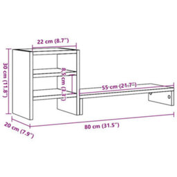 Walplus Monitor Stand With Desk Organiser Sonoma Oak Engineered Wood - thumbnail 9