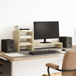 Walplus Monitor Stand With Desk Organiser Sonoma Oak Engineered Wood