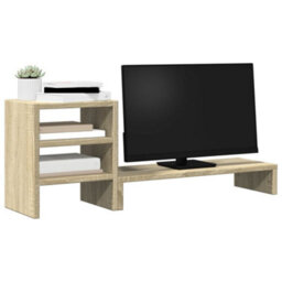 Walplus Monitor Stand With Desk Organiser Sonoma Oak Engineered Wood - thumbnail 3