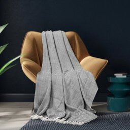 Ehc Herringbone Lightweight Soft Warm Wool  Feel Acrylic Throws For Sofa Blanket - Black - thumbnail 2
