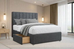 "Nexus Kyoto Plush Divan, Steel, 26"" Headboard, 2 Drawers Foot-End, Open Coil Mattress, Double" - thumbnail 1