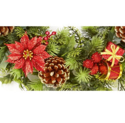 Premier Decorations Limited Red Dressed Artificial Christmas Wreath Door Decoration Poinsettia Cones 45Cm - thumbnail 3