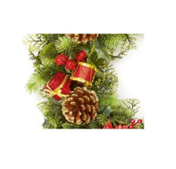 Premier Decorations Limited Red Dressed Artificial Christmas Wreath Door Decoration Poinsettia Cones 45Cm - thumbnail 2