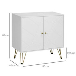 Wyld Haus Vifiva White Slim Sideboard With Gold Hairpin Legs, 2 Doors, 800mm W - thumbnail 3