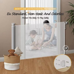 Start and Drive S&d, Retractable Baby Gate 87Cm X 130 Cm Stair Safety Gate Roll For Babies And Pets, Dogs, Extendable Barrier Gates (Black) - thumbnail 4