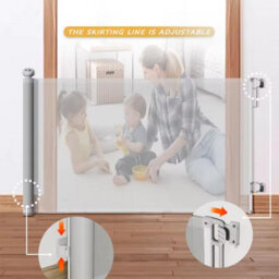 Start and Drive S&d, Retractable Baby Gate 87Cm X 130 Cm Stair Safety Gate Roll For Babies And Pets, Dogs, Extendable Barrier Gates (Black) - thumbnail 5
