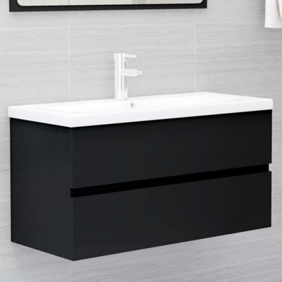 Vidaxl Sink Cabinet Black 90X38.5X45 Cm Engineered Wood - image 1
