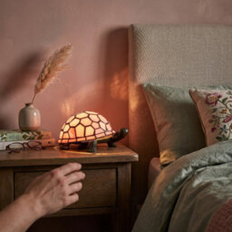 Happy Homewares Classic And Quirky Soft Pink Stained Glass Tiffany Tortoise Table Lamp - thumbnail 6