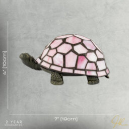 Happy Homewares Classic And Quirky Soft Pink Stained Glass Tiffany Tortoise Table Lamp - thumbnail 7