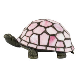 Happy Homewares Classic And Quirky Soft Pink Stained Glass Tiffany Tortoise Table Lamp - thumbnail 1