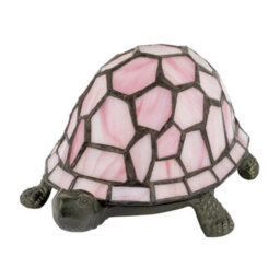 Happy Homewares Classic And Quirky Soft Pink Stained Glass Tiffany Tortoise Table Lamp - thumbnail 4