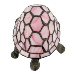 Happy Homewares Classic And Quirky Soft Pink Stained Glass Tiffany Tortoise Table Lamp - thumbnail 5