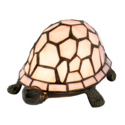 Happy Homewares Classic And Quirky Soft Pink Stained Glass Tiffany Tortoise Table Lamp - thumbnail 8
