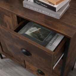 Furniturehmd Wooden Storage Cabinet,sideboard With 1 Door 3 Drawer,industrial Style Cupboard For Dining Room,living Room, Kitchen - thumbnail 6
