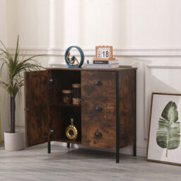 Furniturehmd Wooden Storage Cabinet,sideboard With 1 Door 3 Drawer,industrial Style Cupboard For Dining Room,living Room, Kitchen - thumbnail 3