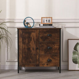 Furniturehmd Wooden Storage Cabinet,sideboard With 1 Door 3 Drawer,industrial Style Cupboard For Dining Room,living Room, Kitchen